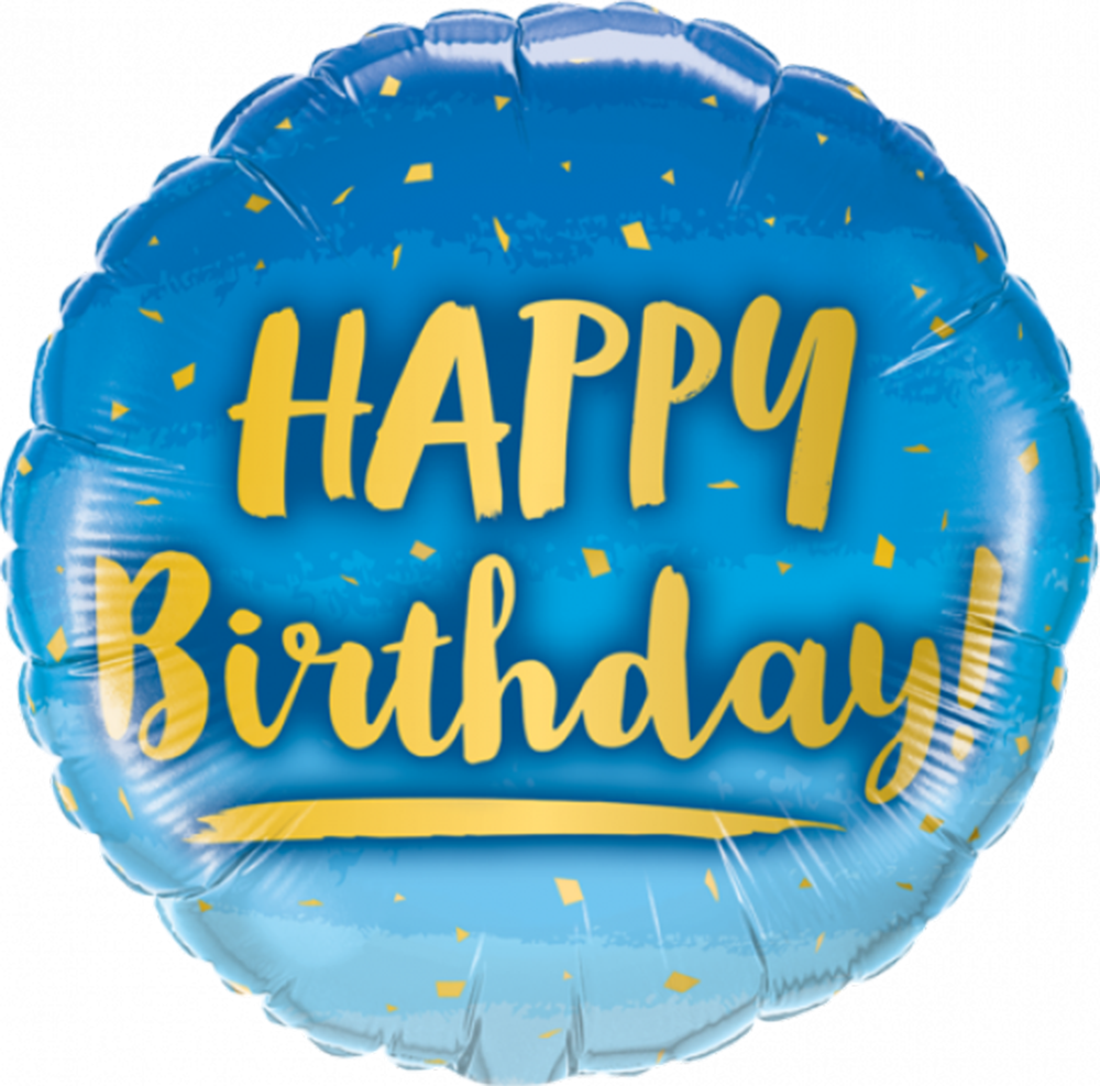 Birthday Gold and Blue 45cm foil helium filled - birthdaygoldandblue18 copy in Bondi, Sydney