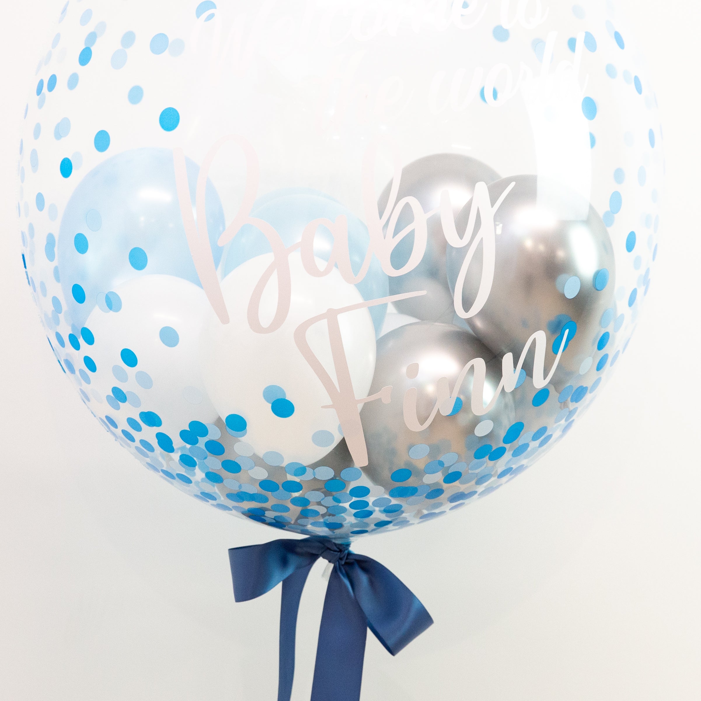 Bubble Balloon - Customised (Blue Confetti Dot) - bondird balloons dec20 11 1