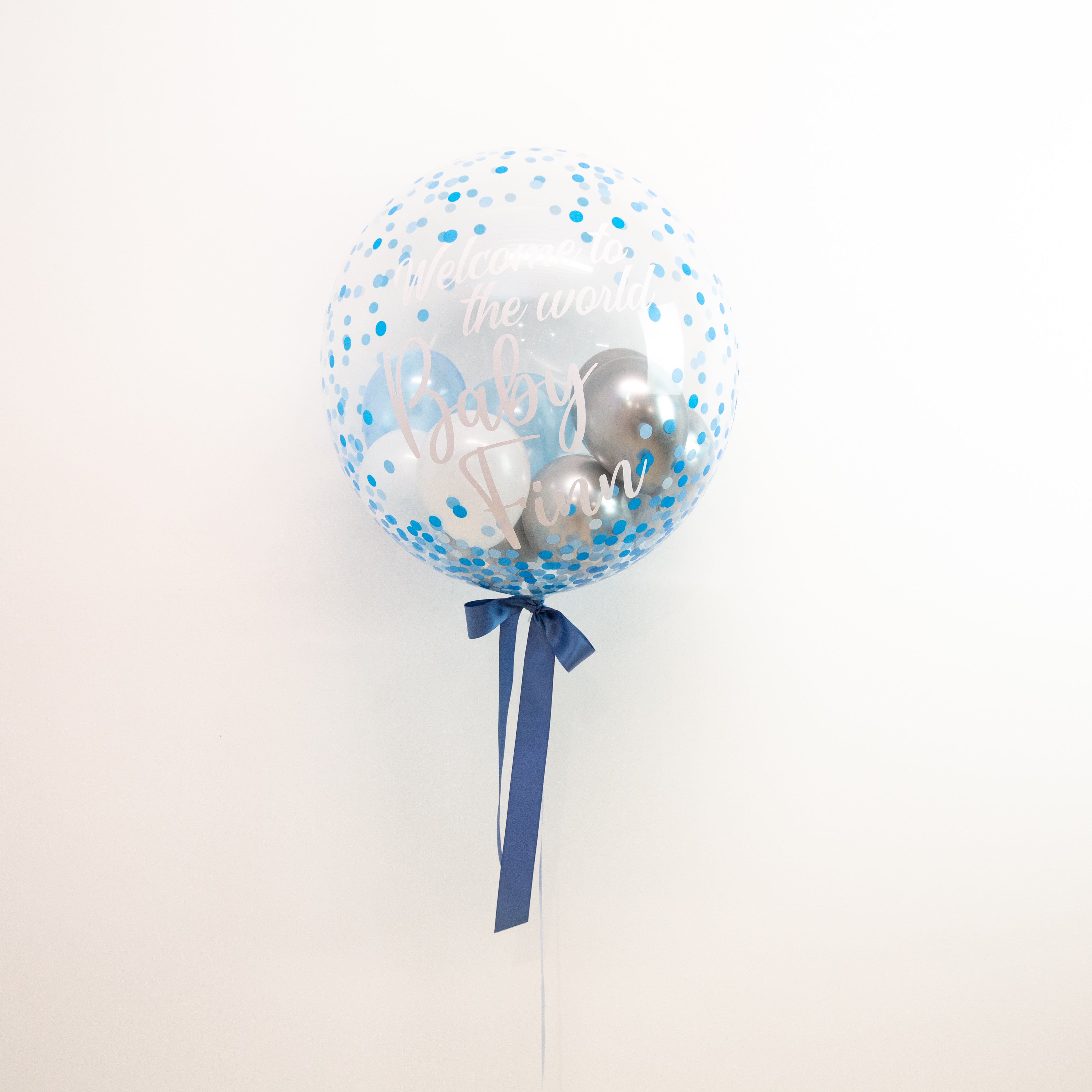 Bubble Balloon - Customised (Blue Confetti Dot) - bondird balloons dec20