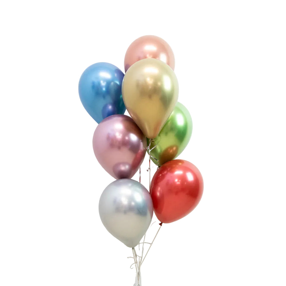 7 x 28cm Metallic latex helium balloons with hifloat - bondird balloons dec20