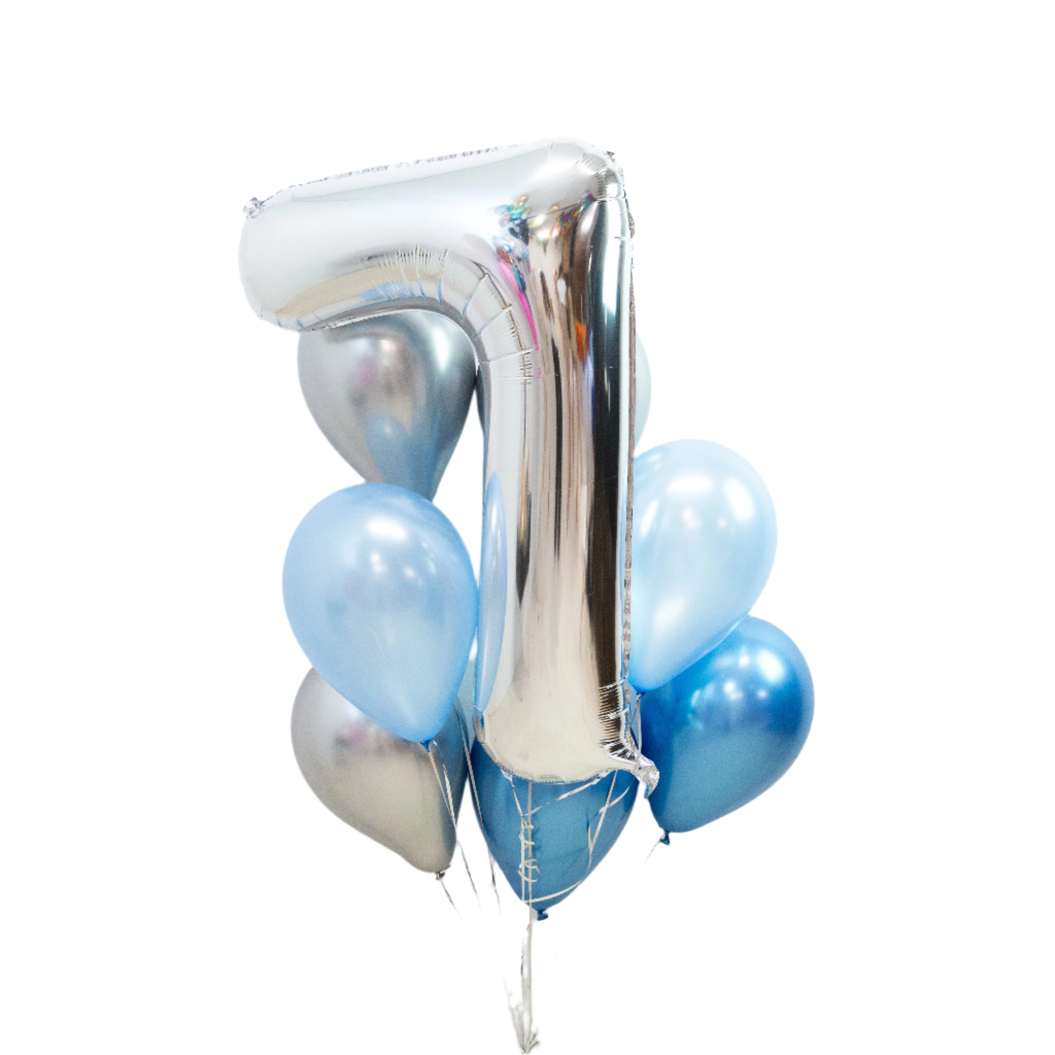Large Number Balloon and 7 latex balloons