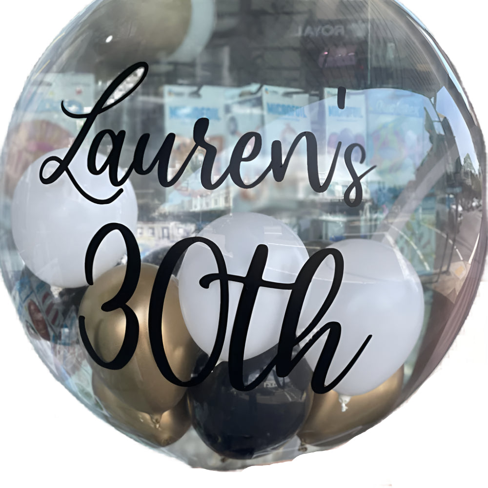 Custom - Personalised Clear 60cm Bubble Balloon - lauren30jpg in Bondi, Sydney