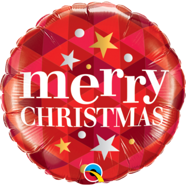 Merry Christmas Stars Red 45cm foil helium inflated - merrychristmasstarsred in Bondi, Sydney